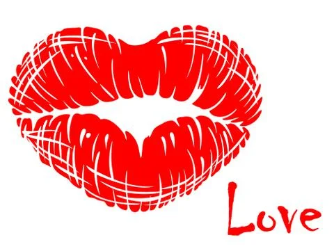 Red lips in heart shape Stock Illustration
