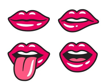 Red lips illustration set Stock Illustration