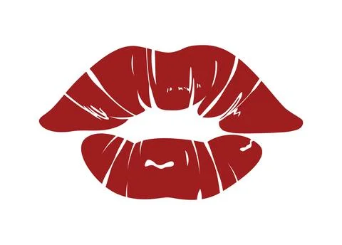Red lips imprint on white background. Vector illustration Stock Illustration