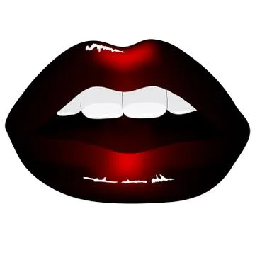 Red lips isolated on black background Stock Illustration