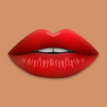 Red lips isolated. Vector illustration. Ilustración de archivo