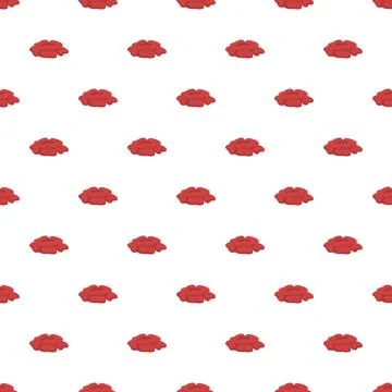 Red lips kissing seamless pattern in flat style Stockillustratie