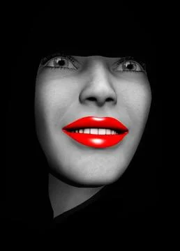 Red Lips Lady Stock Illustration