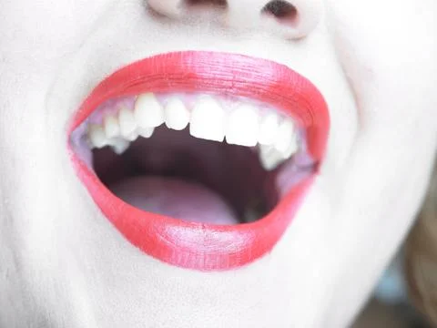 Red Lips Laughing Stock Photos