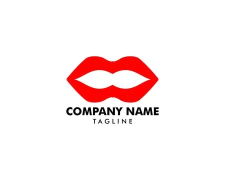 Red Lips Logo Design Vector Template, Kiss Icon Stock Illustration
