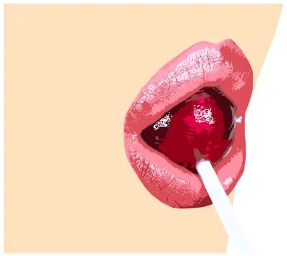 Red lips with a lollipop Stock Illustration