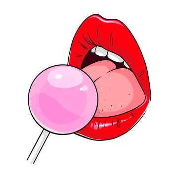Red lips lollipop Ilustración de archivo