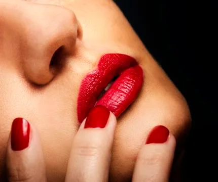 Red lips Stock-Fotos