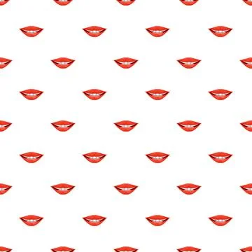 Red lips with piercing seamless pattern design Stock Illustration