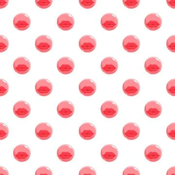Red lips in pink bubble gum pattern Ilustración de archivo