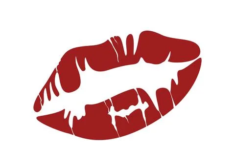 Red lips print with paint effect. Vector illustration Stock Illustration