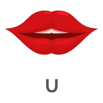 Red lips pronouncing letter u illustration Stockillustratie