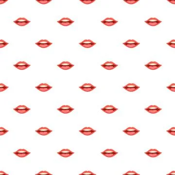 Red lips repeating pattern with white background Stock Illustration