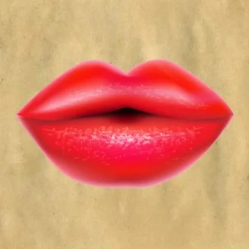Red lips with retro paper Stock Illustration