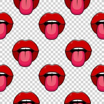 Red lips, seamless pattern in flat style 스톡 일러스트