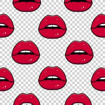 Red lips, seamless pattern in flat style Stock-Illustration