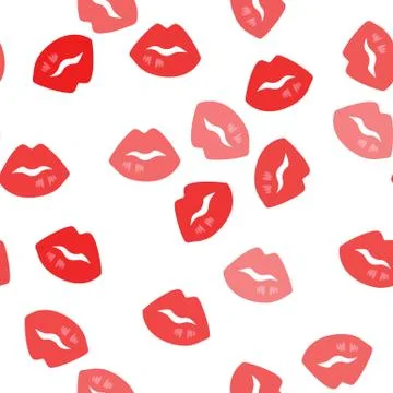Red lips, Seamless Wallpaper pattern. Illustrazione stock