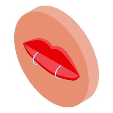 Red lips showing lip piercing on skin tone background Stock Illustration