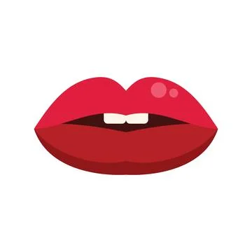 Red lips showing teeth biting down illustration Stock Illustration