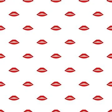 Red lips showing teeth seamless pattern background Illustrazione stock