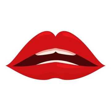 Red lips showing teeth slightly open mouth talking lips Illustration