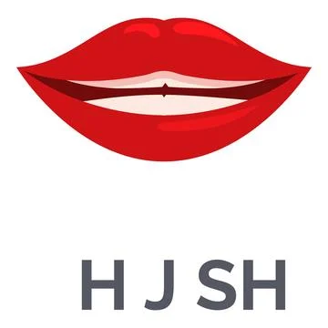 Red lips showing teeth smiling mouth icon Stock Illustration