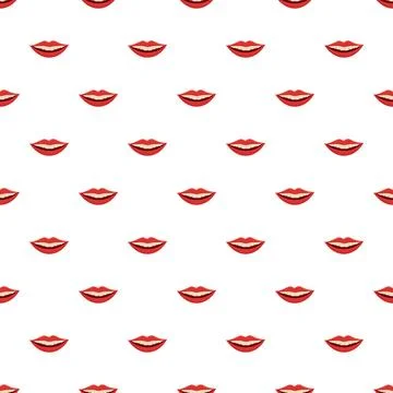 Red lips smiling with teeth pattern Ilustración de archivo