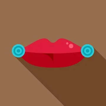 Red lips with snake bite piercing illustration Stock Illustration