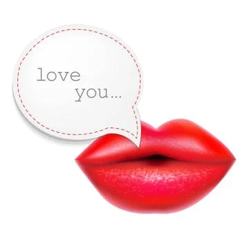 Red lips with speech bubble Stock Illustration