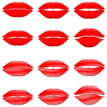 Red lips in style gradient and art. Stock Illustration