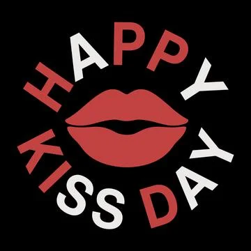 Red lips with text kiss app day in red and white Stock Illustration