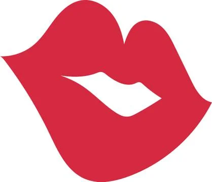 Red lips. Vector illustration on a white background. Illustrazione stock