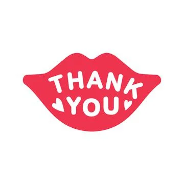 Red lips on which in white letters it says "Thank you". Stock Illustration
