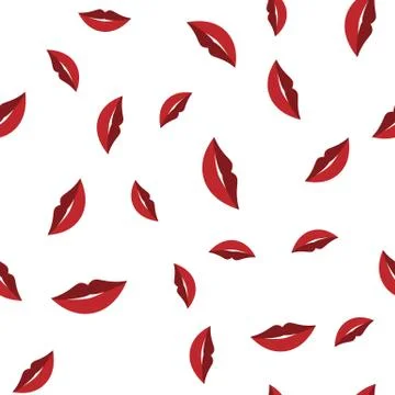 Red lips on a white background. Stock Illustration