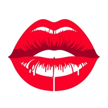 Red lips on a white background Stock Illustration