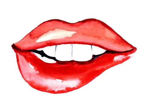 Red lips white teeth Stock Illustration