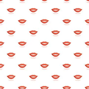 Red lips with white teeth smiling pattern Ilustración de archivo