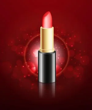 Red lipstick ads template Stock Illustration