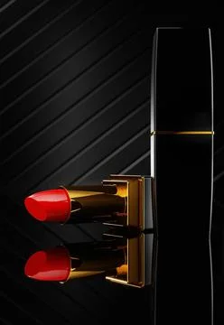 Red lipstick on the black background Stock Illustration