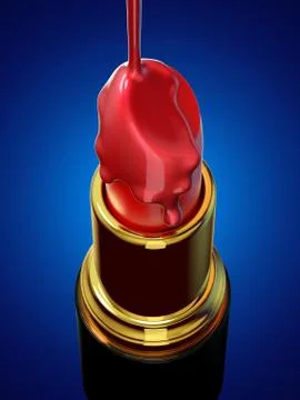 Red lipstick on blue background Stock Illustration