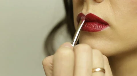 Red lipstick. Closeup Stock Footage 63042194