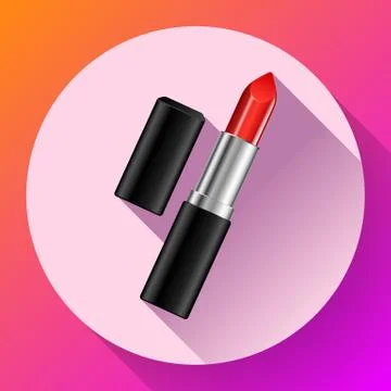 Red lipstick flat icon Stock Illustration