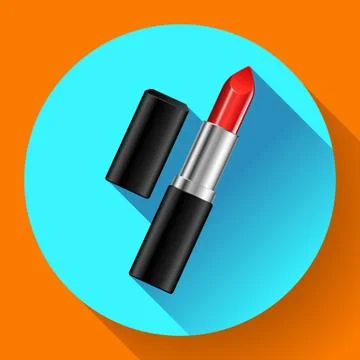 Red lipstick flat icon Stock Illustration