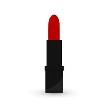 Red lipstick flat icon isolated on white background. Makeup accessory. Fashio Stock Illustration