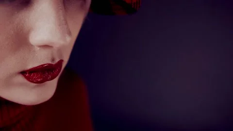 Red lipstick. Stock Footage 99274613
