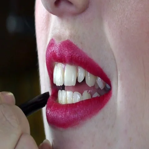 Red Lipstick Lips. Stock Footage 69382588