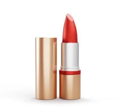 Red lipstick mockup 3d render icon. Cosmetic makeup beauty product template Stockillustratie
