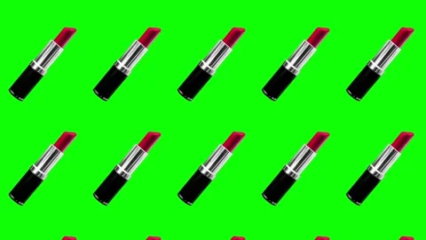 Red Lipstick Seamless loop pattern with Green screen for keying Stock Footage 261261703