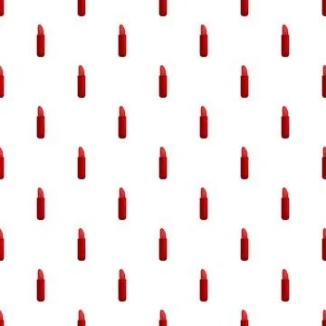 Red lipstick seamless pattern on white background Stock Illustration