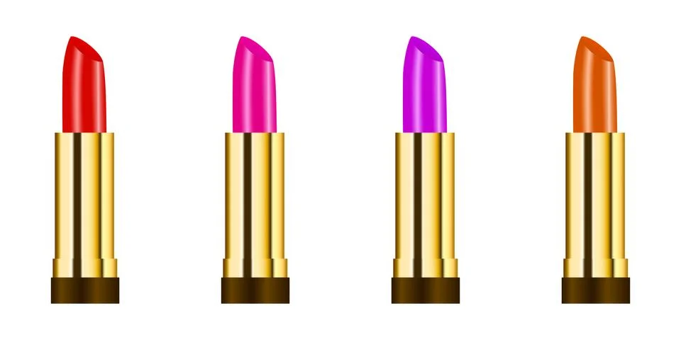 Red lipstick set, make up elements. Stock Illustration